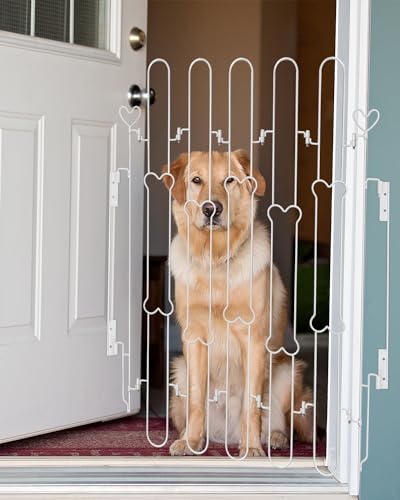 Portable-Foldable-Pet-Gate-for-Front-Doors-Durable-Retractable-Dog-Fence-with-Easy-Setup-for-Puppy-Training-Enhancing-Home-Safety-and-Security-with-Bone-Style-Design-Silver - Cucciolini Doodles   Portable-Foldable-Pet-Gate-for-Front-Doors-Durable-Retractable-Dog-Fence-with-Easy-Setup-for-Puppy-Training-Enhancing-Home-Safety-and-Security-with-Bone-Style-Design-Silver