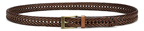 Image of CHAOREN Mens Leather Braided Woven Belt 1 1 /8 inch - Fully Adjustable & Comfort | Solid Buckle, Tight-Weave, Natural Fit, Casual-Elegant Style, Pairs with Dress Jeans & Golf, Gift Box