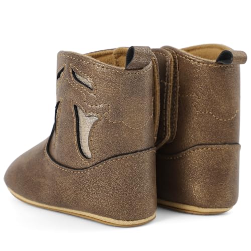 ESTAMICO Toddlers Western Cowboy Boots Non Slip Leather Ankle Booties3