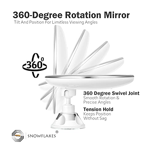 Snowflakes Snowflakes Makeup Magnifying Mirror – 10X Magnification Makeup Mirror With Lights And Suction Cups – Lighted Makeup Mirror – Easy Install – 360 Degree Swivel Joint. #TOP6