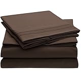 Ideal Linens Bed Sheet Set - 1800 Double Brushed Microfiber Bedding - 4 Piece (King, Brown)