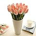 chilsoby 30 Pcs Artificial Tulip Flowers Real Touch Tulips Fake PU Tulip Flower Bouquet for Home Wedding Party Office Decor