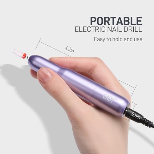 GAOY Electric Nail Drill for Acrylic and Gel, USB Electric Nail File, Portable Efile with Drill Bits, Manicure Pedicure Tools for Home Salon, Purple
