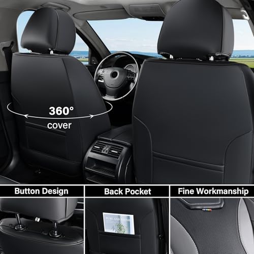 Image of Coverado Car Seat Covers, Front Covers for Cars, Car Seat Cover Front Seats, Automotive Seat Cover, Waterproof, Leather Car Seat Cushion, Universal Interior Covers Seat Protectors for Most Cars