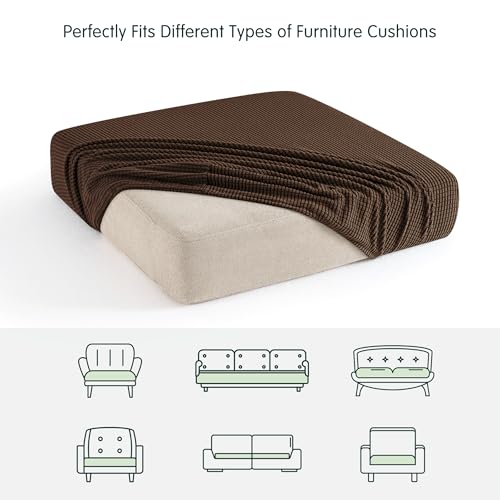 Image of CHUN YI Stretch Loveseat Couch Cushion Cover Suitable for 2 Settee, Sofa Seat Slipcover with Spandex Jacquard Fabric(Medium,Chocolate)