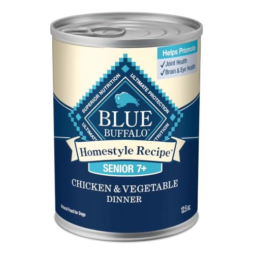Blue Buffalo Homestyle Recipe Chicken & Vegetable Dinner Paté Natural Wet Dog Food for Senior 7+ Dogs, Made with Natural Ingredients, Vitamins & Minerals, 12.5-oz. Can (12 Count)