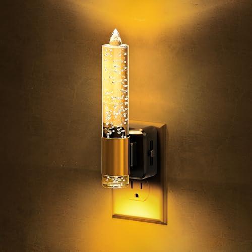 Image of L LOHAS LED Night Light, Amber Candle Night Lights Plug into Wall, 0-100 LM Dimmable Nightlight, Plug in Bubble Night Light with Dusk to Dawn Sensor, for Bathroom Hallway