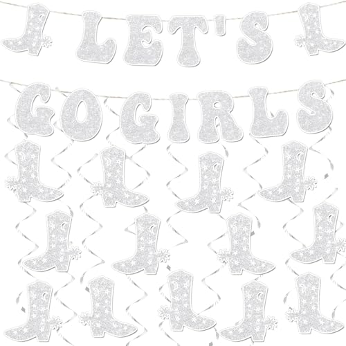 Cowgirl Party Decorations Disco Hanging Swirls Boot Decorations, Let's Go
