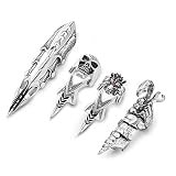 BOPREINA Punk Men's Armour Knuckle Joint Full Finger Double Loop Activity Ring Rock Gothic Hinged Rings Halloween Party Cosplay Costume Accessories Jewelry E