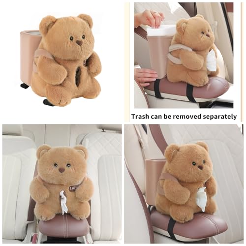 Contenedor de basura para pañuelos de coche con peluches 3
