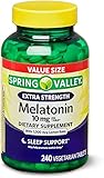 Spring Valley Extra Strength Melatonin Tablets Dietary Supplement Value Size, 10 mg, 240 Count