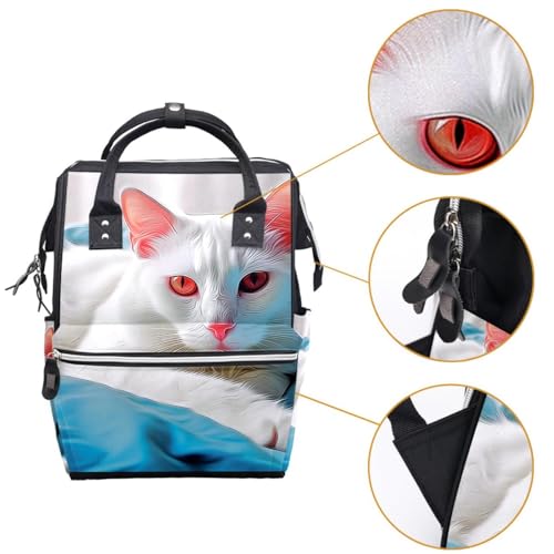 Sac à dos traditionnel chat rose aux yeux verts avec grand compartiment - 3