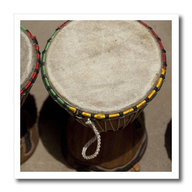 3dRose Gambia, Banju, Wooden Drums, Musical Instrument Cindy Miller Hopkins Iron on Heat Transfer, Multi-Colour, 10 x 10-Inch