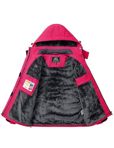 TACVASEN Damen Winterjacke Warm Wasserdicht Skijacke Outdoor Softshelljacke Gefüttert mit Reißverschlusstaschen Funktionsjacke Rose M