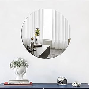 15.7″ Wall Mirror Acrylic Plexiglass Bathroom Round Mirror Circle Mirror for Wall Farmhouse Wall-Mounted Large Mirrors for Make Up Vanity Wall Mounted Mirror Living Room Entryway Bedroom Decor