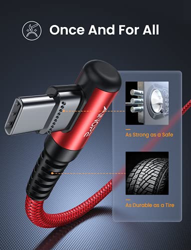 Image of AINOPE Short USB C to USB C Cable 1.5FT 1 Pack 60W Fast Charging Nylon Braided Type C Cable for iPhone 17 Pro Max Plus Samsung Power Bank Travel Essentials Red