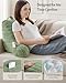 Blissful Diary Reading Pillow, Backrest Pillow with Shredded Memory Foam for Adult & Children, Designed for Bed and Couch Sitting Up, Includes Arms, Pockets and Washable Cover, Sage Green