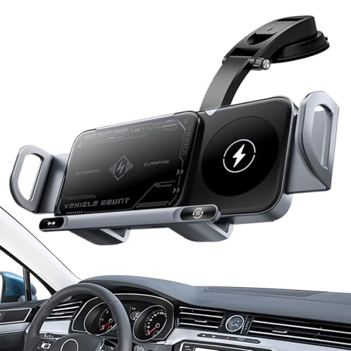 Cargador inalámbrico coche 15W soluciona batería baja con soporte doble bobina tablero