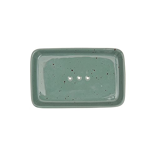 Tranquillo Porte-Savon carré Nicole en céramique avec des Trous pour l'évacuation de l'eau 14 x 9 cm, Vert Cover