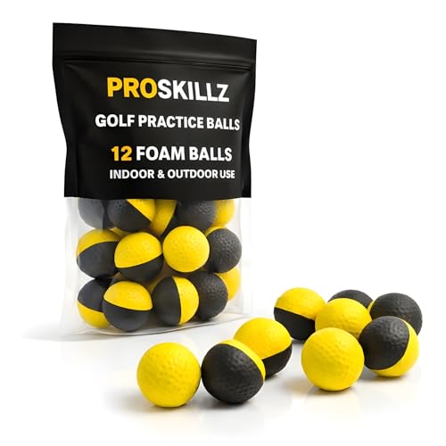 PROSKILLZ UK PRO Practice Foam Golf Balls I True Spin & Feel Practice Golf Balls I Weighted Foam Balls, Ideal for Indoor or Outdoor Training — Great Golf Gift for Men & Women