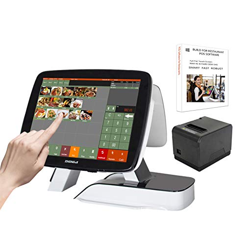 ZHONGJI Smart Touch Point of Sale System Cash Register POS Software for Restaurants Bars Steakhouse with Receipt or Kitchen Printer SET02