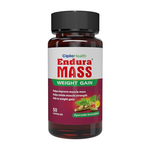 Image of Endura Mass Weight Gain Capsules 50 Capsules|Ayurvedic Weight Gainer For Improving Muscle Mass & Enhancing Strength|Made With AshwagAndha,Safed Musli,Shatavari|100% Natural For Men & Women|Pack Of 1