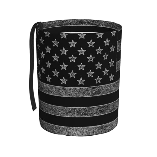Image of Small Car Trash Can, Black American Flag Design Hanging Foldable Car Trash Bag, Waterproof Leakproof Garbage Bin, Car Interior Organizer Accessories