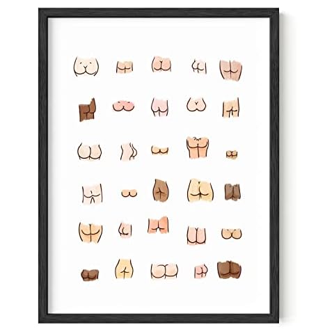HAUS AND HUES Funny Bathroom Art Funny Bathroom Decor - Funny Bathroom Posters Bathroom Signs Decor Funny | 12" x 16" UNFRAMED (Butts) Cover