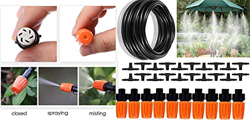 Image of DIY Crafts Patio Misting Micro Flow Drip Irrigation Nylon Misting Cooling System Plastic Mist Nozzle Sprinkler Micro Bubbler Home Garden Lawn (6 Pcs Mist Set, Multi Accessories Misting Fan Set)