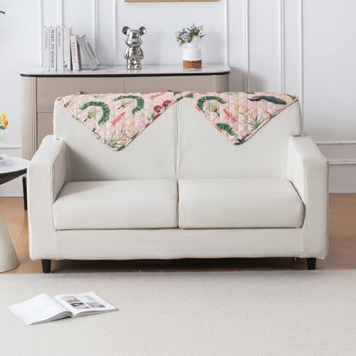 Image of House of Quirk 'Mughal Series' Printed Quilted Sofa Cover for 1 /2 /3 /4 Seater - Anti-Slip, Washable Couch Protector Slipcover (Backrest, Royal Peacock, 50x70 cm)