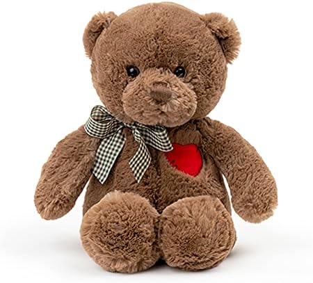 Adorlynetty 11.4” Small Teddy Bear with Heart Cute Brown Teddy Bear Stuffed Animals for Valentines Day Soft Bear Plushie Toy Stuffed Bear Plush Gifts for Girlfriend Kid