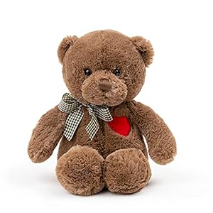 11.4” Small Teddy Bear with Heart Cute Brown Teddy Bear Stuffed Animals Soft Stuffed Bear Plush Bear Plushie Toys Gifts for Girlfriend Boyfriend Kid