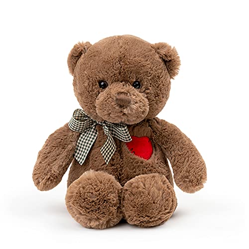 11.4â€ Small Teddy Bear with Heart Cute Brown Teddy Bear Stuffed Animals for Valentines Day Soft Bear Plushie Toy Stuffed Bear Plush Gifts for Girlfriend Kids Baby