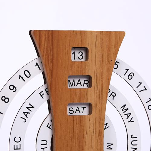 Perpetual Calendar, Wooden Disc Perpetual Desk Calendar, Wooden Disc Calendar, Gift Manual Rotating Wooden Block Calendar for Home Office Desk Date Week Month — view 2