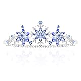 アナと雪の女王 エルサ ティアラ 女の子用 雪の結晶 プリンセスクラウン サファイアブルークリスタル ティアラとクラウン 女性用 誕生日 女の子 クラウン 誕生日 結婚式 コンテスト プロム ハロウィン コスチュームパーティー, 合金。