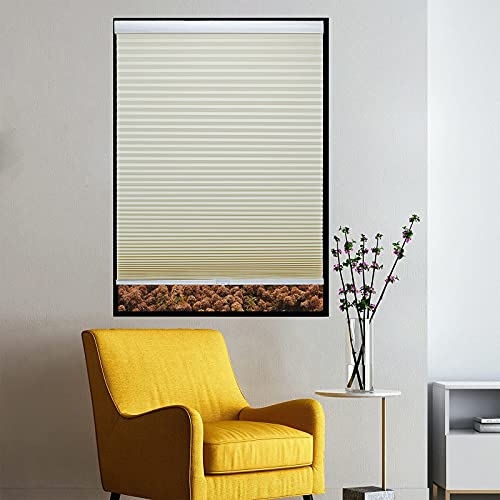 Changshade Size Customized Cellular Shades,Cordless Blackout Honeycomb Shade With The Diameter Of 1.5 Inch Honeycombs For Office,Living Room,Bedroom,Thermal Insulated,Beige,Cmc-Cel-Bg-A #TOP1