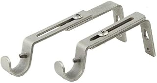 HomeHarmony® Pack of 2 Adjustable Curtain Pole Rod Wall Bracket Fixings For 25-28mm Curtain Poles (Black)