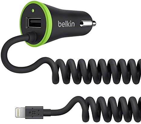 Belkin 3.4 A Lightning Car, Fast Phone Charger with USB for iPhone 11, 11 Pro/Pro Max, XS/XS Max, XR, X, 8/8 Plus, 7/7 Plus, iPhone 6/6s/6 Plus and iPad MFI Approved 40 Percent Faster Charging, Black