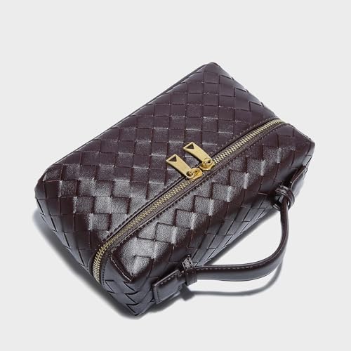 Trendy Woven Crossbody Purse Bag for Women Cute Shoulder Bag Square Box Bags Mini PU Leather Top Handle Purses Handbag4