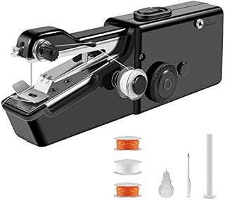 Mini Sewing Machine, Handheld Sewing Machines, Sewing Machine for Beginners, Portable Electric Stitch Cordless Sewing Machine with Extra Bobbin for Home/Travel DIY Clothing, Curtains, Fabric (Black)