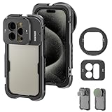 NEEWER 15 Pro Cage Video Rig with Snap On 67mm Filter Adapter, 17mm Threaded Lens Backplane, Cold Shoes, Tripod Mount, Aluminum Case Kit Compatible with iPhone Stabilizer for Video Recording, PA023