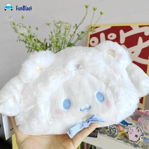 Image of FunBlast Fur Pencil Pouch for Girls - Cute Cartoon Animal Pouch, Multi-Purpose Zipper Case for School Kids, Cosmetic Pouch for Girls, Coin & Travel Pouches for School /Office (White-B)