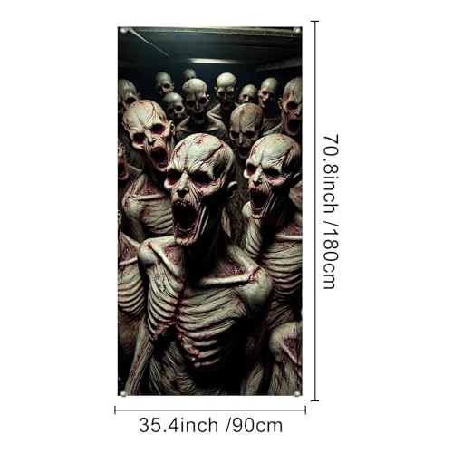 Image of BlissYard Halloween Entryway Banner Haunted House 35x71 Inch Polyester | Door Banner, Wall Decor | Haunted Figure Entry Accent, Haunted House Backdrop | Porch, Hallway, Party (Spooky Art)