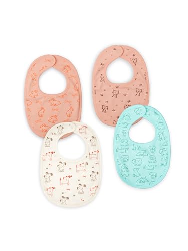 Image of Kidbea Organic Cotton Baby Bib, Adjustable Snap Closure Soft Absorbent Feeding Bibs Apron for Newborns & Infants Child With Cute Prints | Reusable Baby Essential