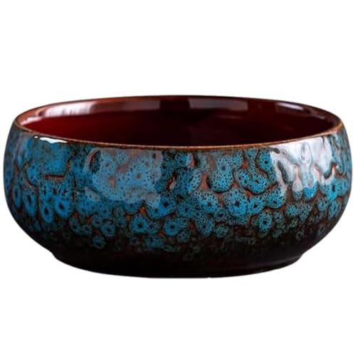 Fioriera a forma di loto, 6,5 x 6,5 x 2,55 cm, in ceramica, per piante grasse e piante grasse, per piantare in acqua all'interno, vasi idroponici senza fori di scarico, per piante grasse (blu)