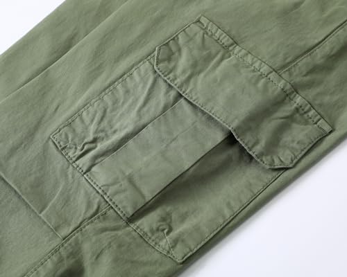 Image of Girls Cargo Pants Kids Pants Khaki Elastic Ankles Wide Leg Teen Streetwear Trendy Jogger Sweatpants