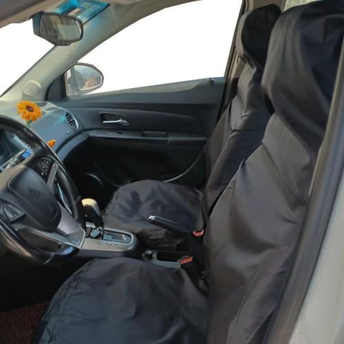 TYXHXTF 2 Stück Autositzschoner, Auto Sitzschutz für Vordersitze, Schutzbezug für Fahrersitz - Schonbezug Werkstatt, Auto Sitzüberzüge Autositzschutz, Wasserdicht schwarz
