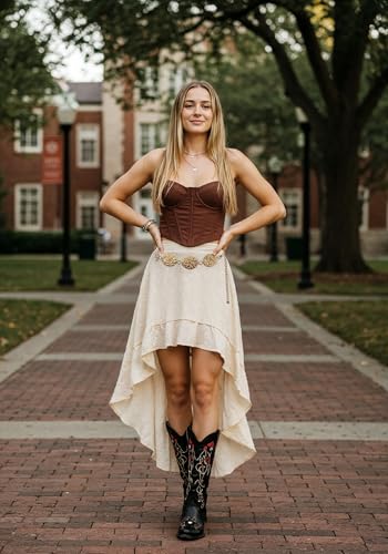 Western Concho Chain Belt– Hammered Metal Cowgirl Waist Belt– Adjustable Boho Western for Country Concert Outfits3