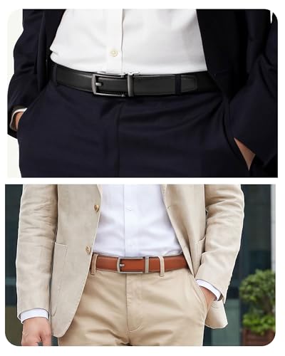 Image of CHAOREN Click Belt for Men 2 Pack - Mens Dress Belt 1 1 /4 inch in Packing Box - Design Belt Meet Almost Any Outfit and Occasion