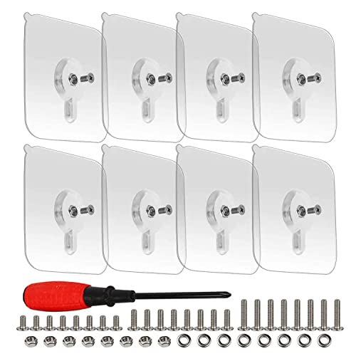 32-Set Adhesive Screws Wall Mount Hanging Nails No-Trace No Drilling Stick-on Sticky Screw with 3 Different Size Screw for Bathroom Kitchen Storage Room Tile Wall image 5